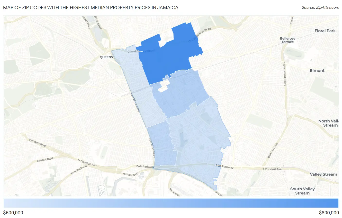 Zip Codes with the Highest Median Property Prices in Jamaica Map