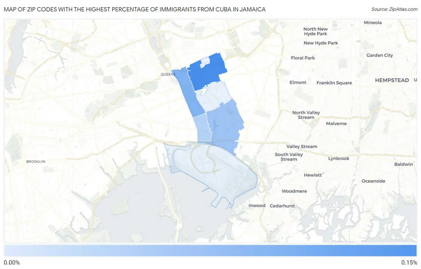 Zip Codes with the Highest Percentage of Immigrants from Cuba in Jamaica Map