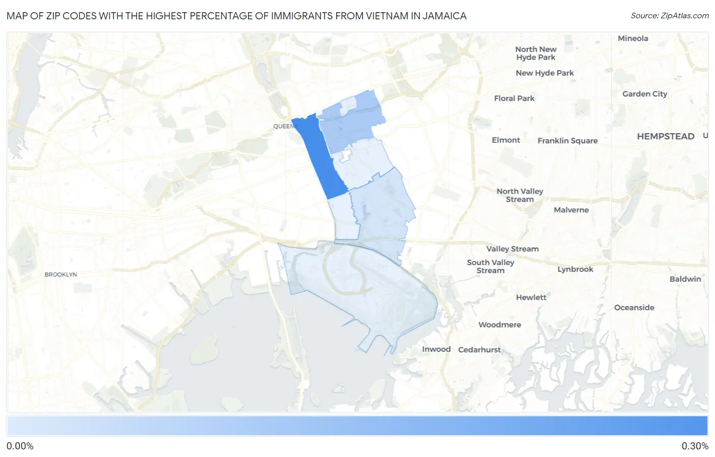 Zip Codes with the Highest Percentage of Immigrants from Vietnam in Jamaica Map