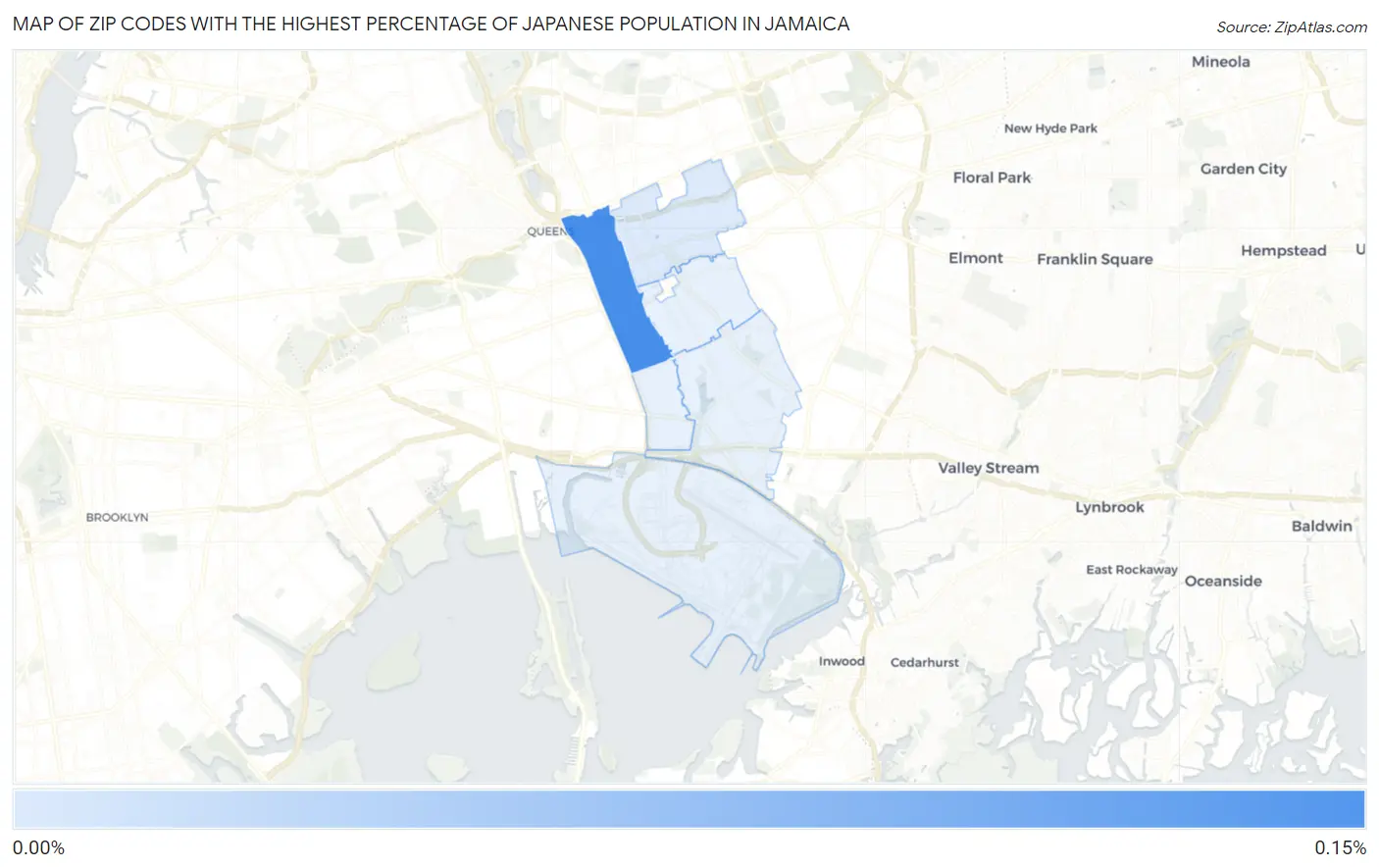 Zip Codes with the Highest Percentage of Japanese Population in Jamaica Map