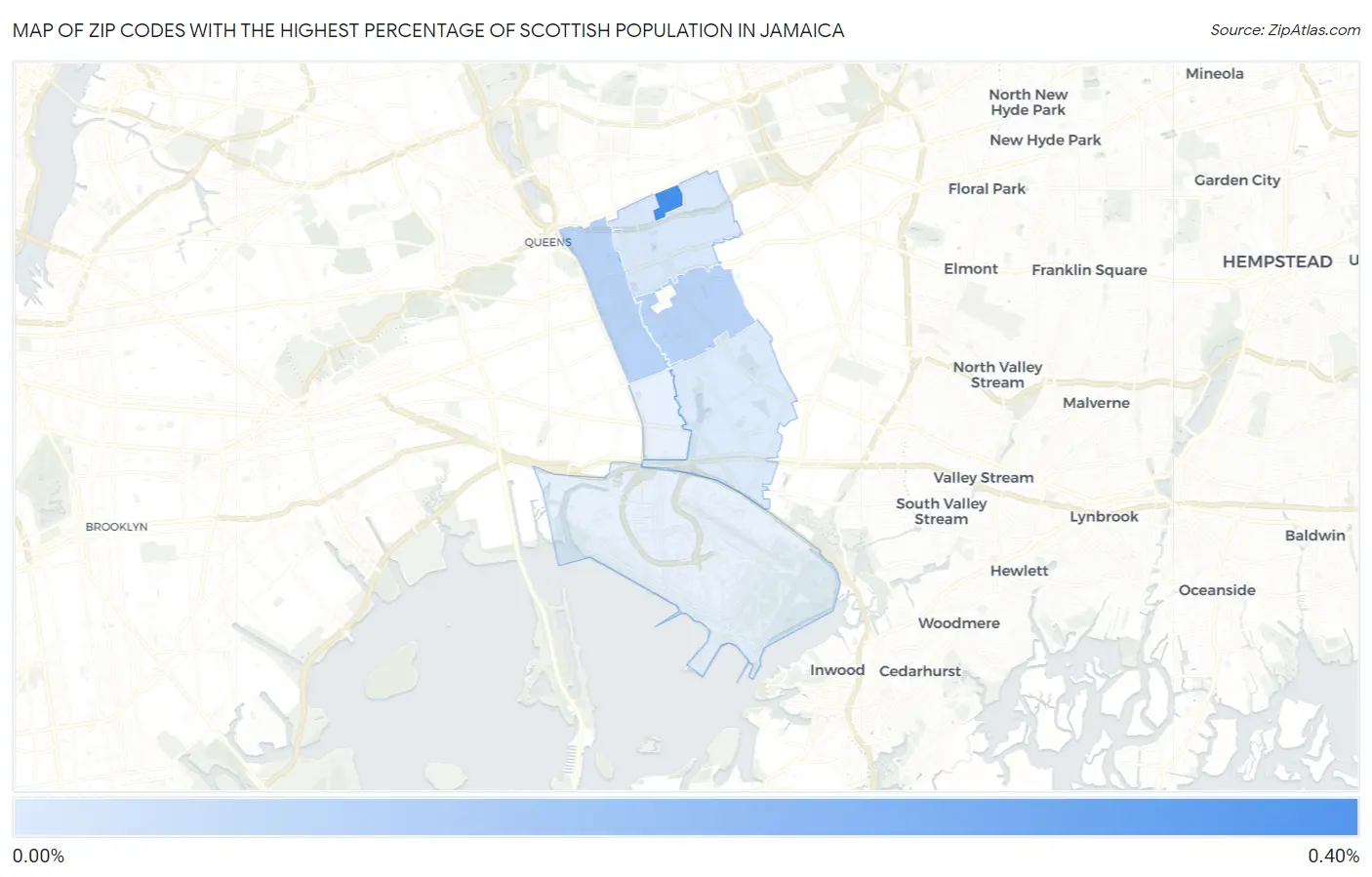 Zip Codes with the Highest Percentage of Scottish Population in Jamaica Map