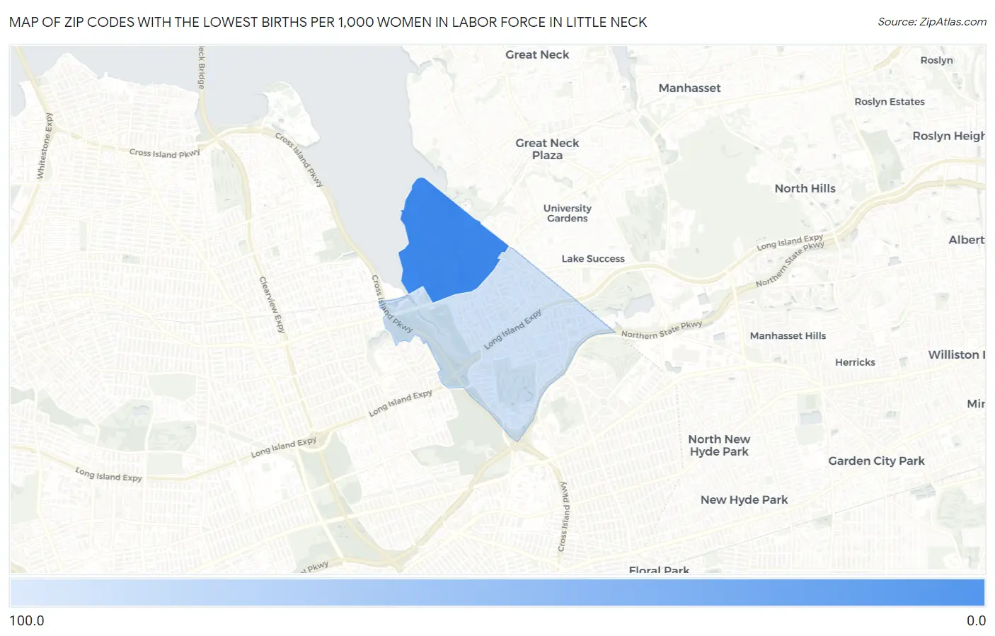 Zip Codes with the Lowest Births per 1,000 Women in Labor Force in Little Neck Map