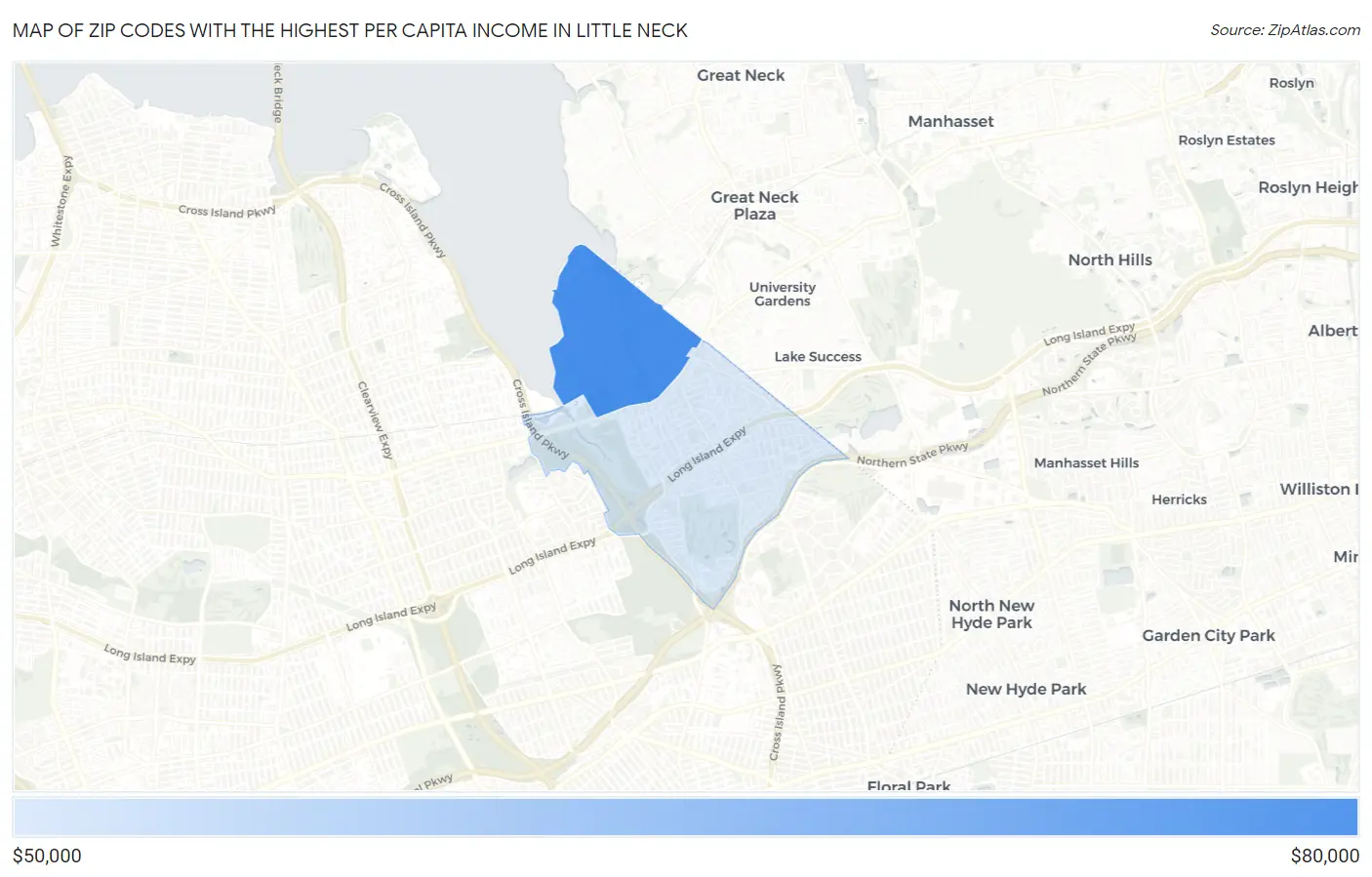 Zip Codes with the Highest Per Capita Income in Little Neck Map