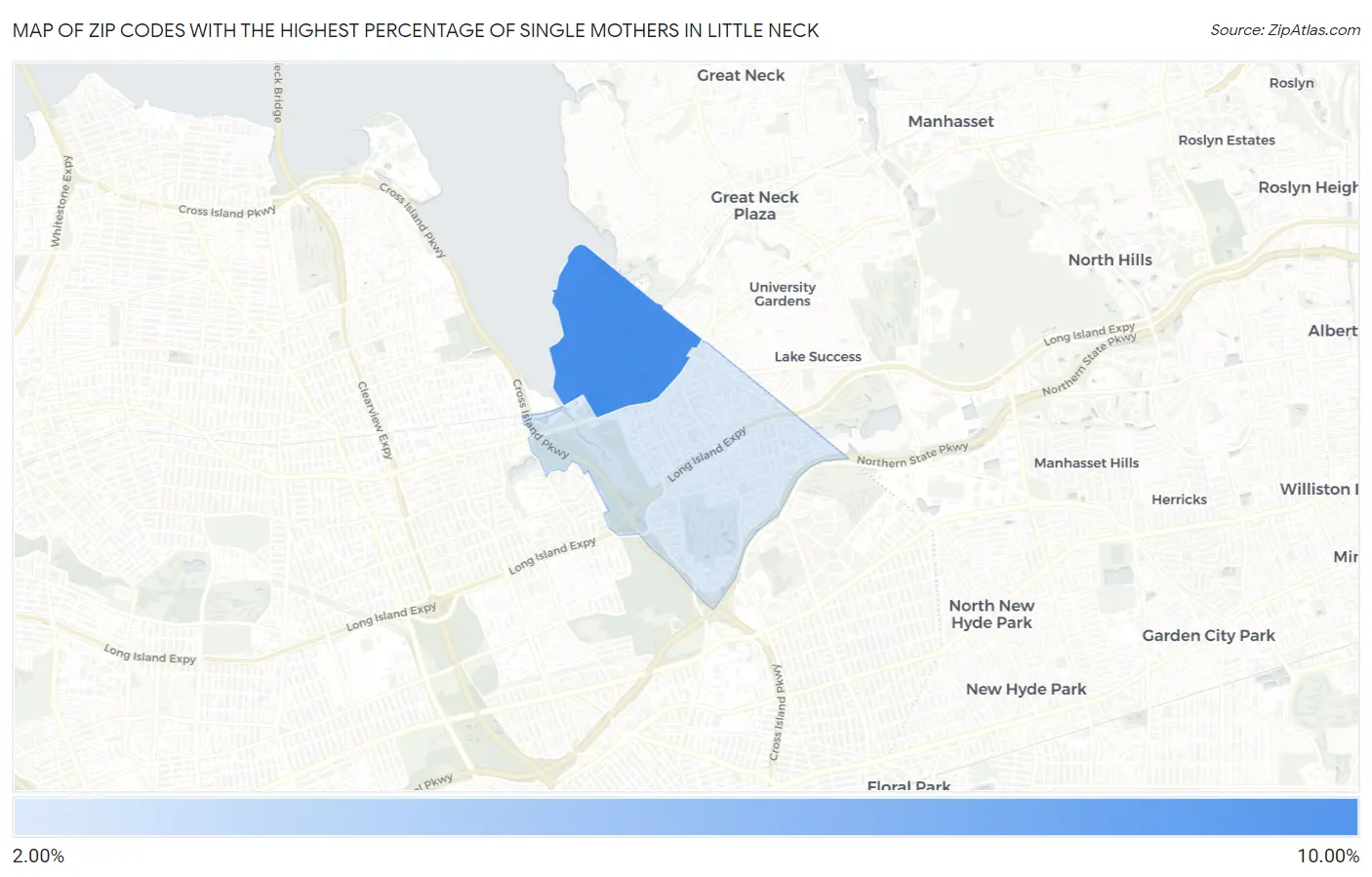 Zip Codes with the Highest Percentage of Single Mothers in Little Neck Map