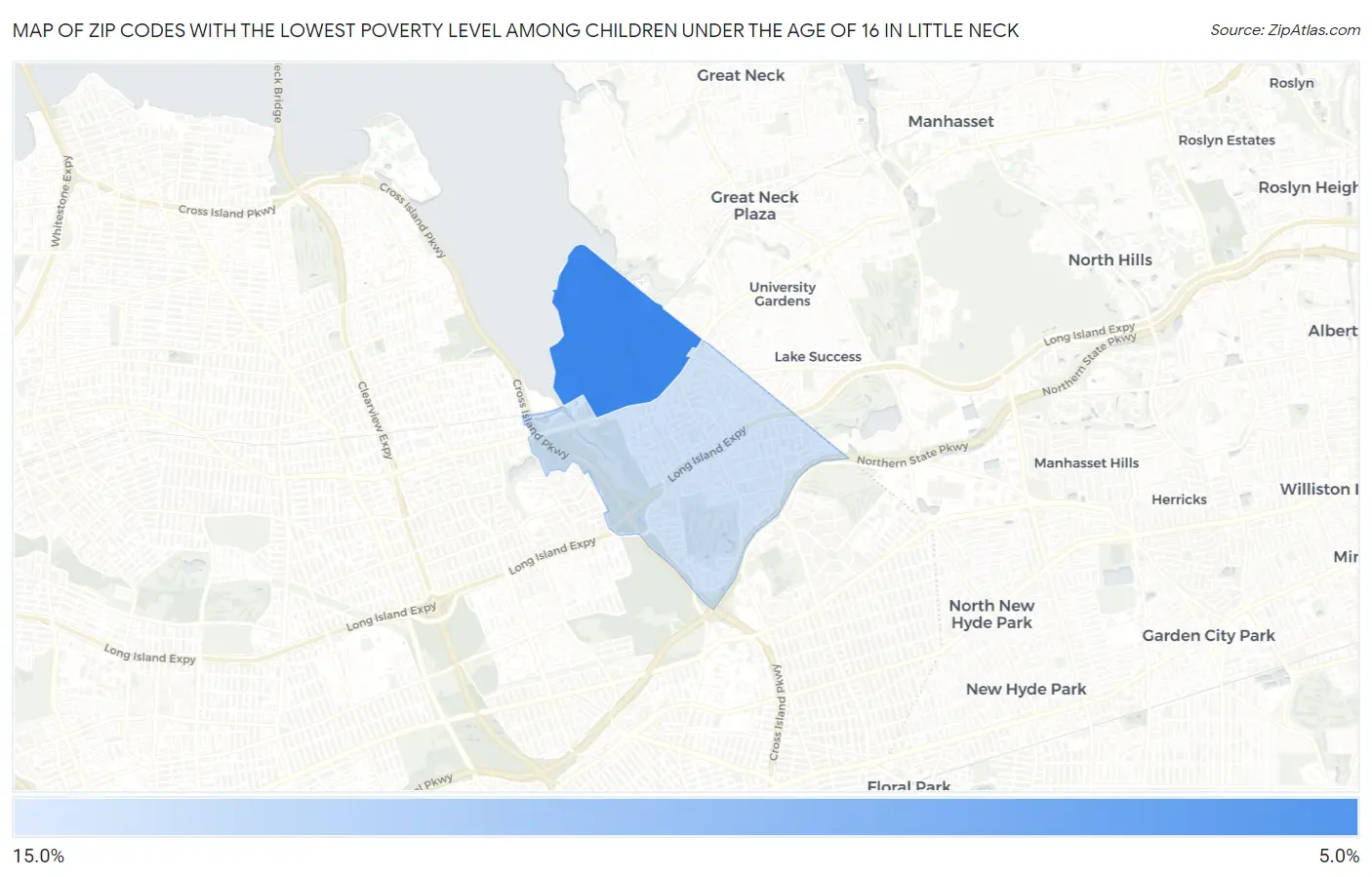 Zip Codes with the Lowest Poverty Level Among Children Under the Age of 16 in Little Neck Map
