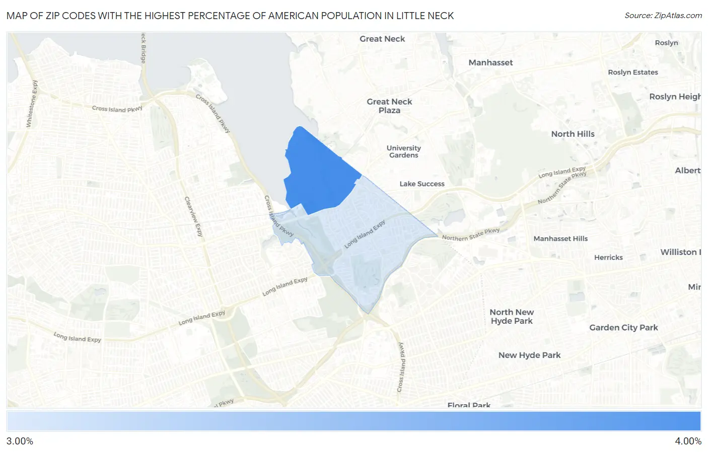 Zip Codes with the Highest Percentage of American Population in Little Neck Map