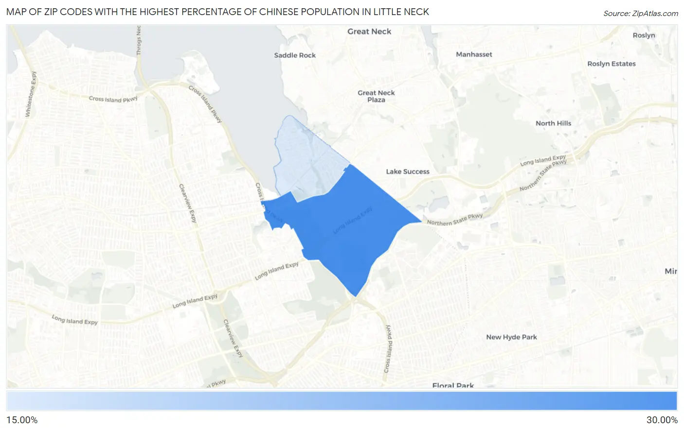 Zip Codes with the Highest Percentage of Chinese Population in Little Neck Map