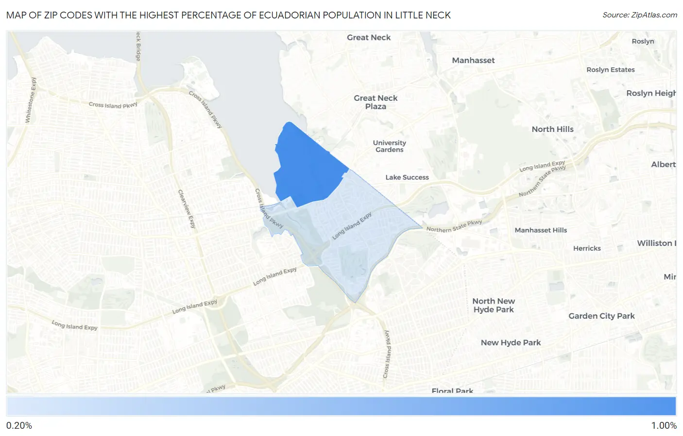 Zip Codes with the Highest Percentage of Ecuadorian Population in Little Neck Map