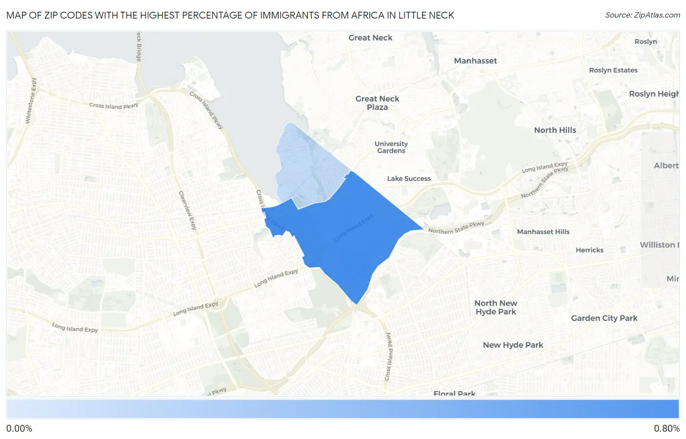 Zip Codes with the Highest Percentage of Immigrants from Africa in Little Neck Map