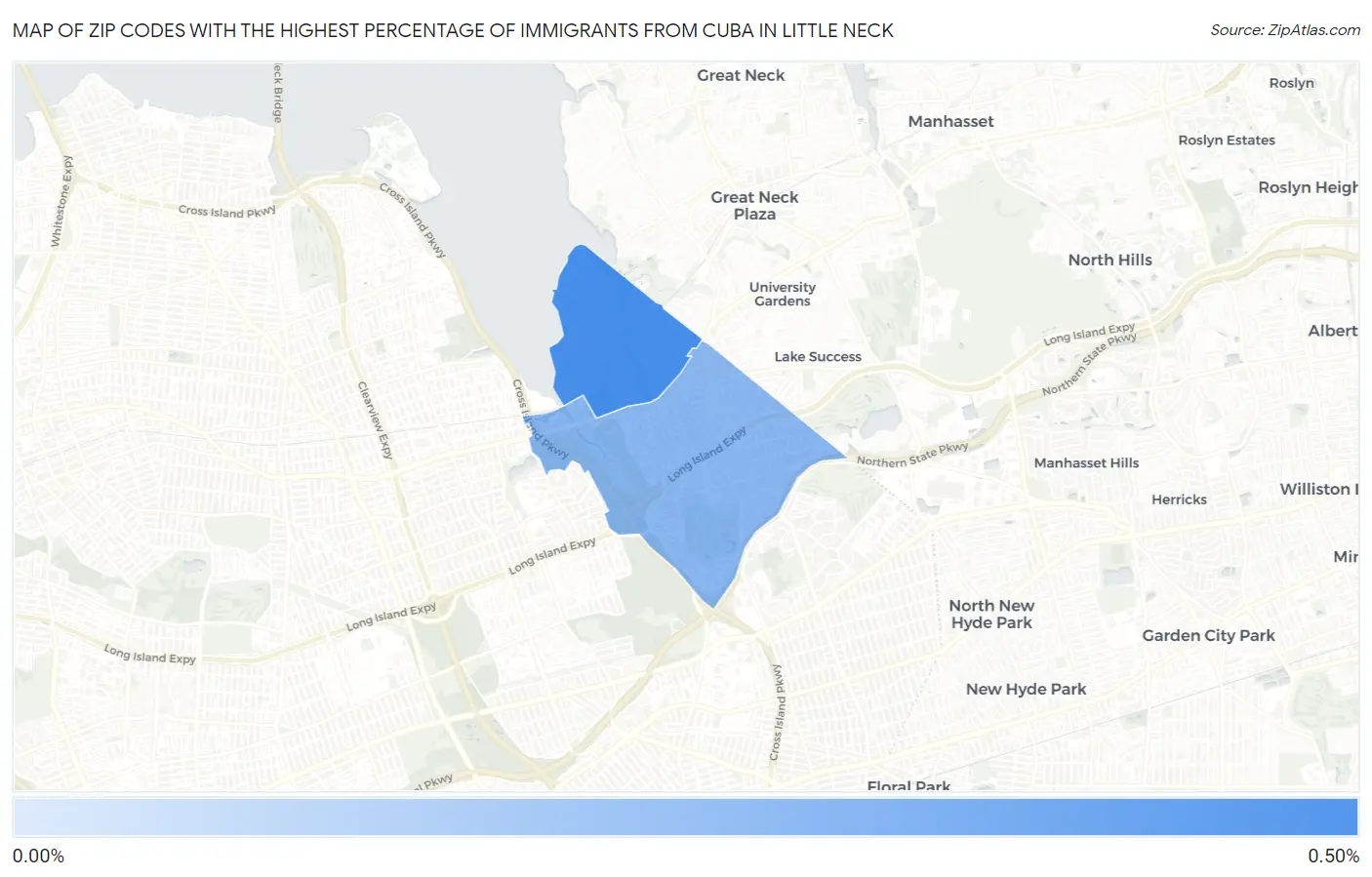 Zip Codes with the Highest Percentage of Immigrants from Cuba in Little Neck Map