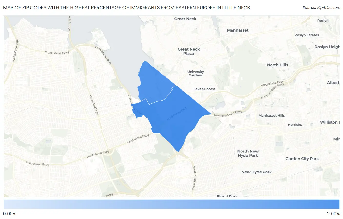 Zip Codes with the Highest Percentage of Immigrants from Eastern Europe in Little Neck Map