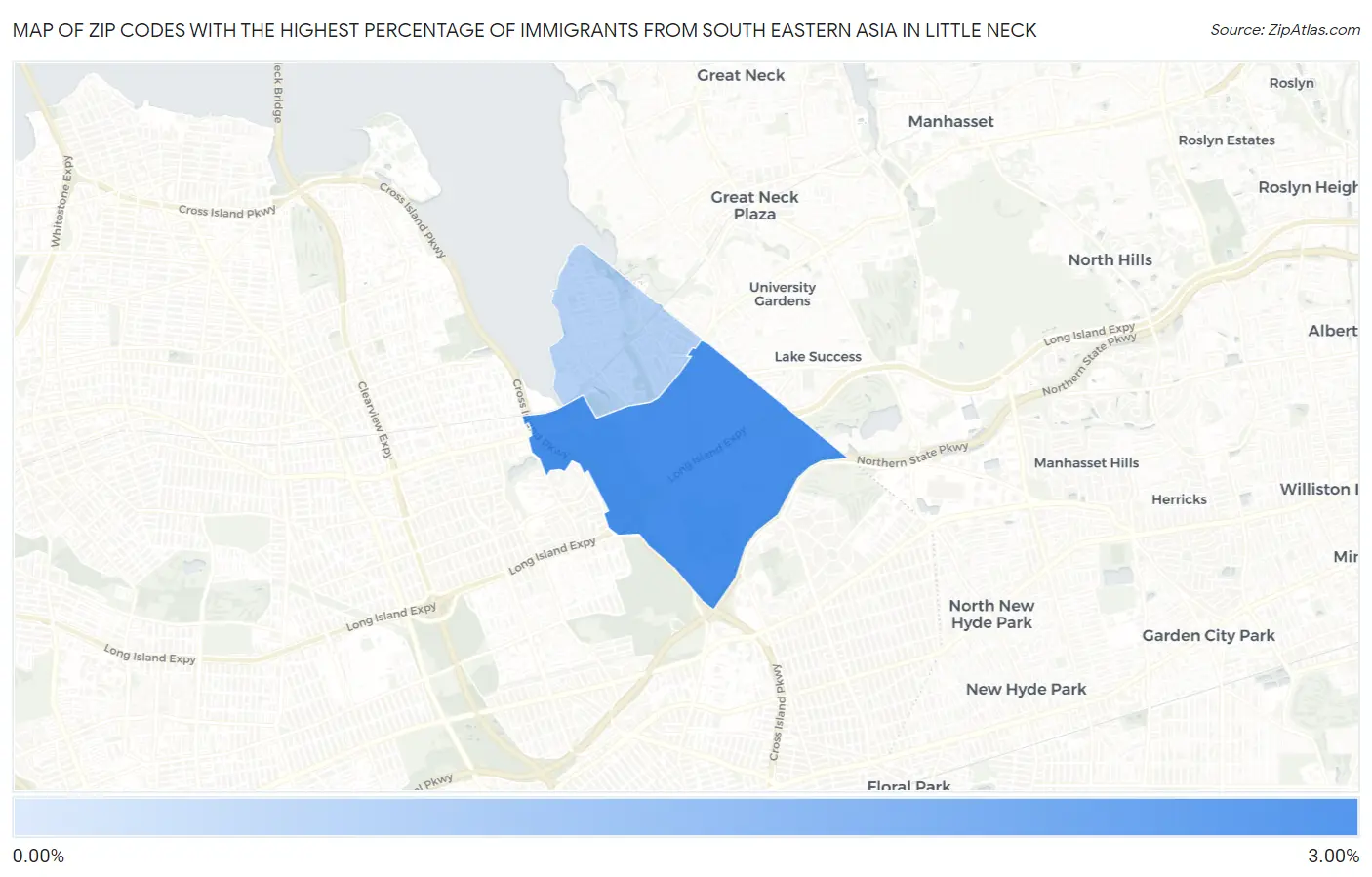 Zip Codes with the Highest Percentage of Immigrants from South Eastern Asia in Little Neck Map