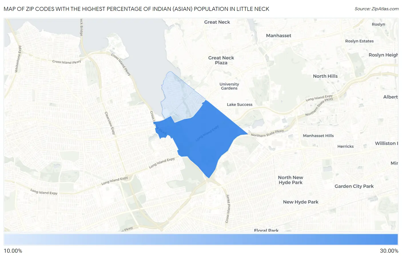 Zip Codes with the Highest Percentage of Indian (Asian) Population in Little Neck Map