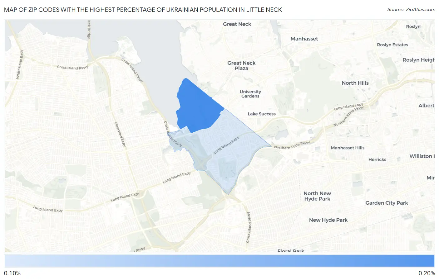 Zip Codes with the Highest Percentage of Ukrainian Population in Little Neck Map