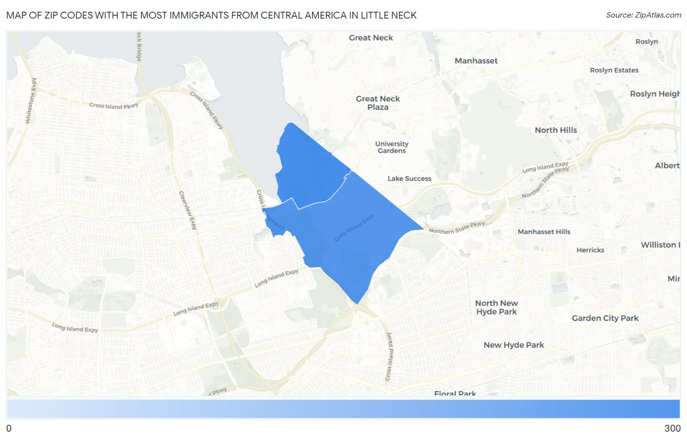 Zip Codes with the Most Immigrants from Central America in Little Neck Map