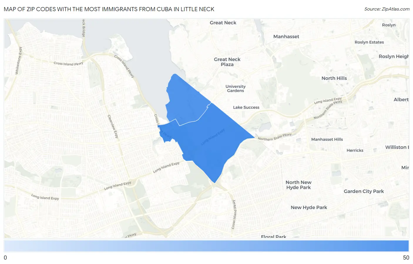 Zip Codes with the Most Immigrants from Cuba in Little Neck Map