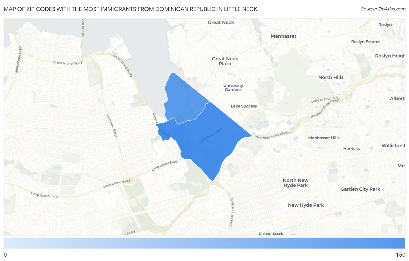 Zip Codes with the Most Immigrants from Dominican Republic in Little Neck Map