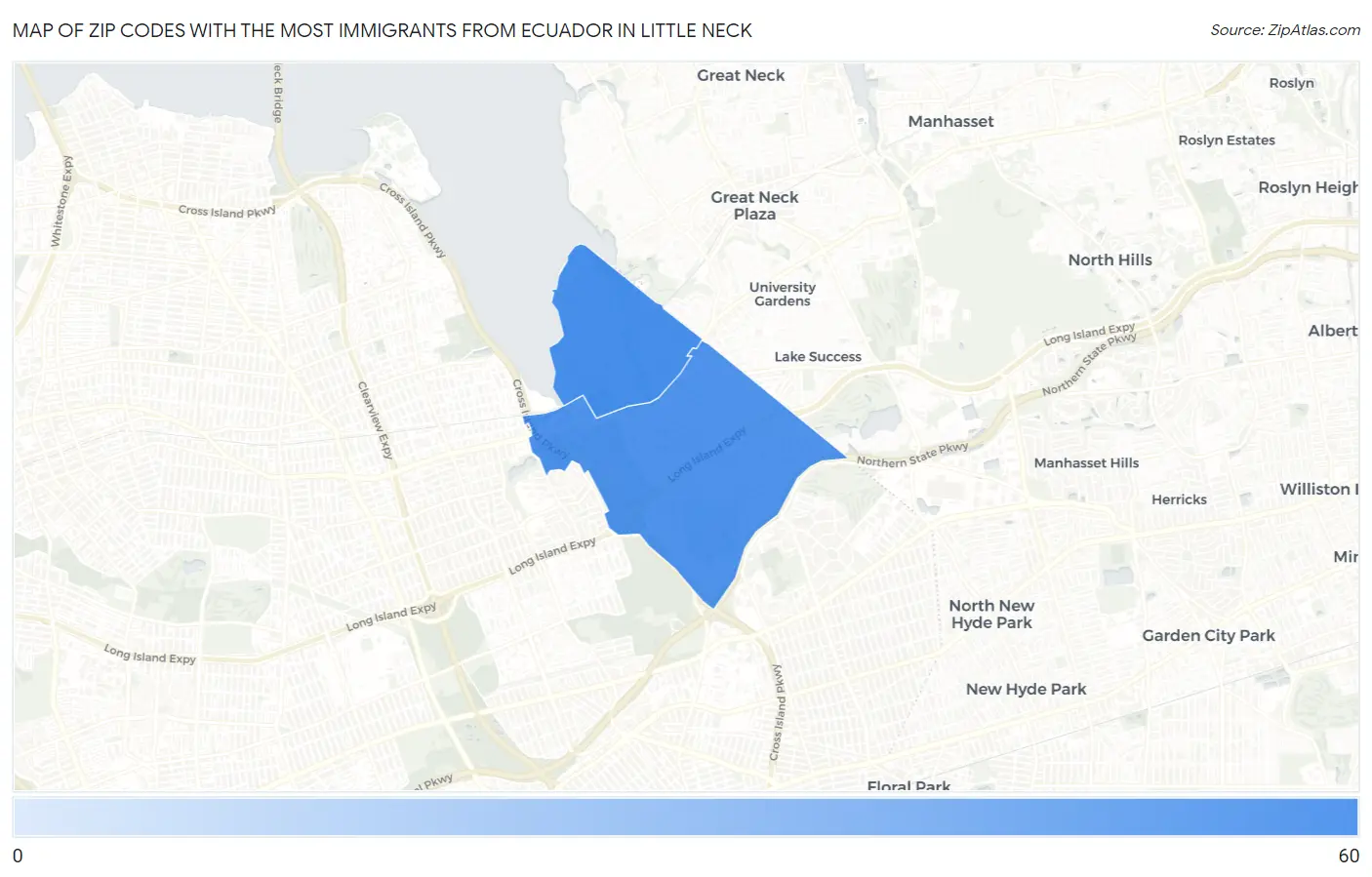 Zip Codes with the Most Immigrants from Ecuador in Little Neck Map