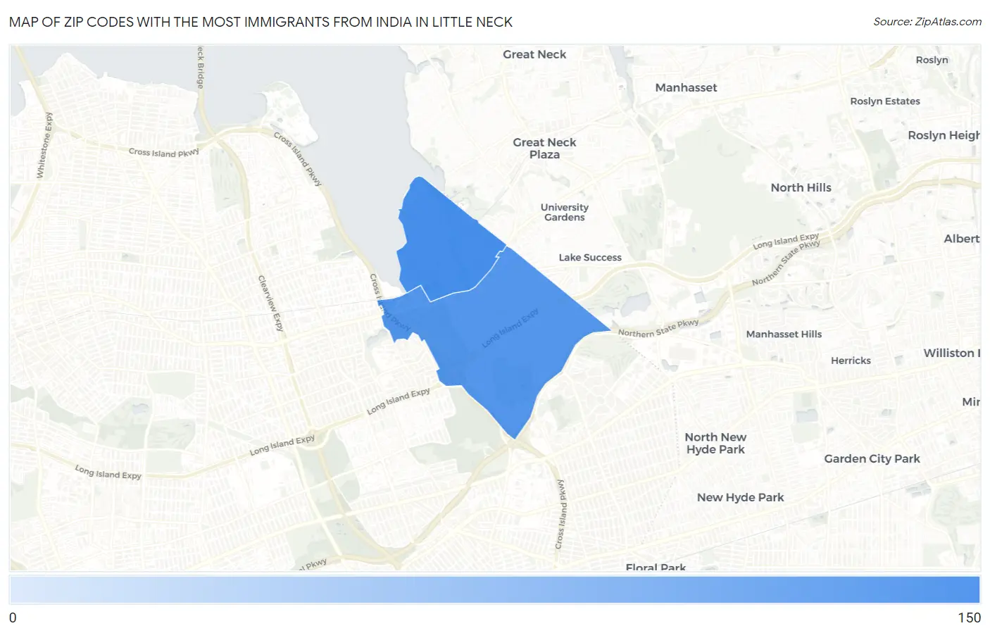 Zip Codes with the Most Immigrants from India in Little Neck Map