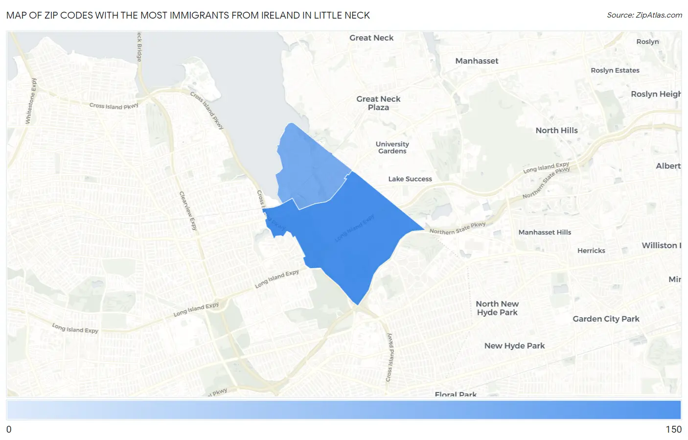 Zip Codes with the Most Immigrants from Ireland in Little Neck Map