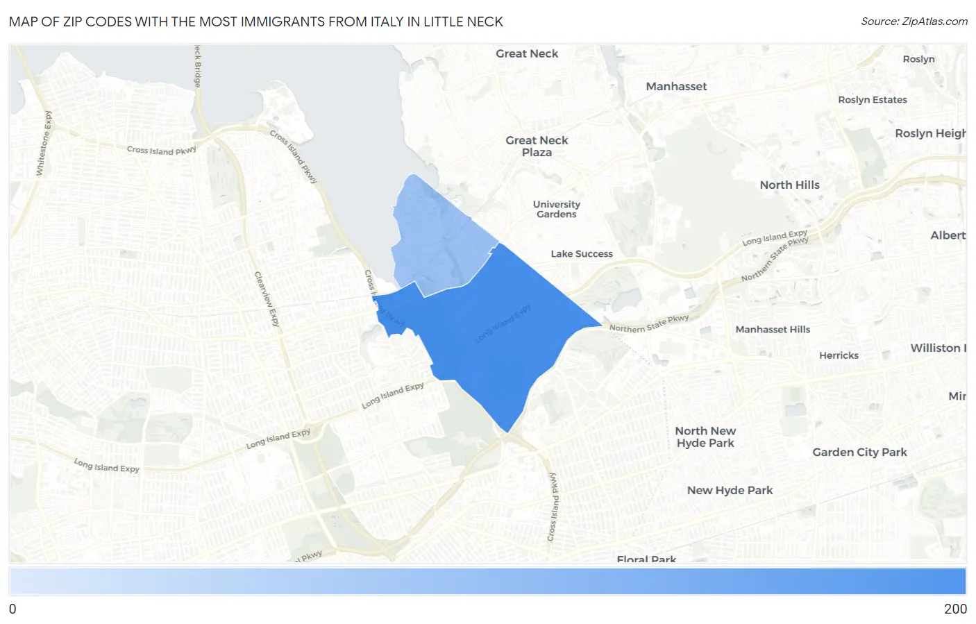 Zip Codes with the Most Immigrants from Italy in Little Neck Map