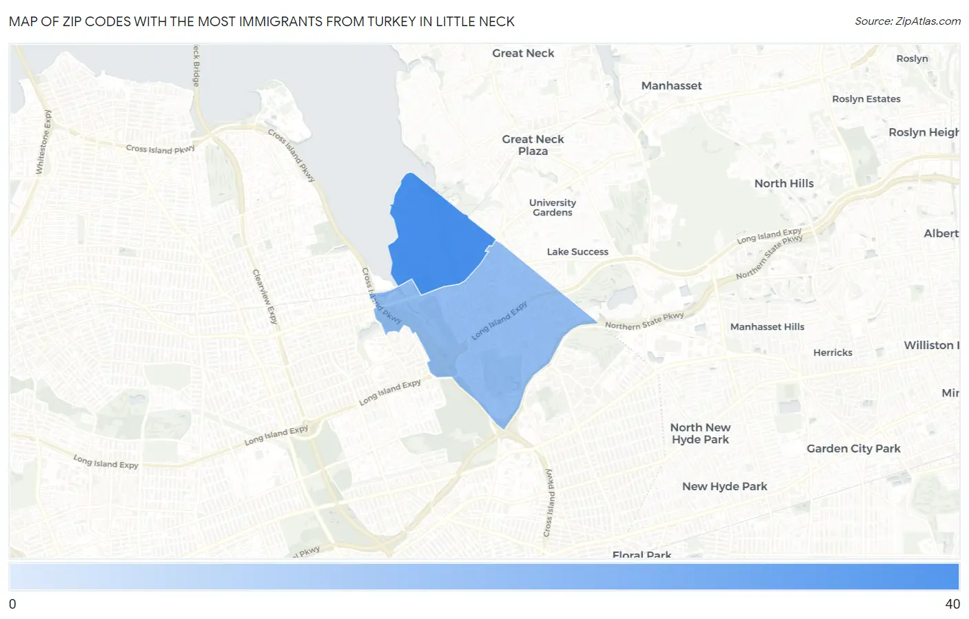 Zip Codes with the Most Immigrants from Turkey in Little Neck Map