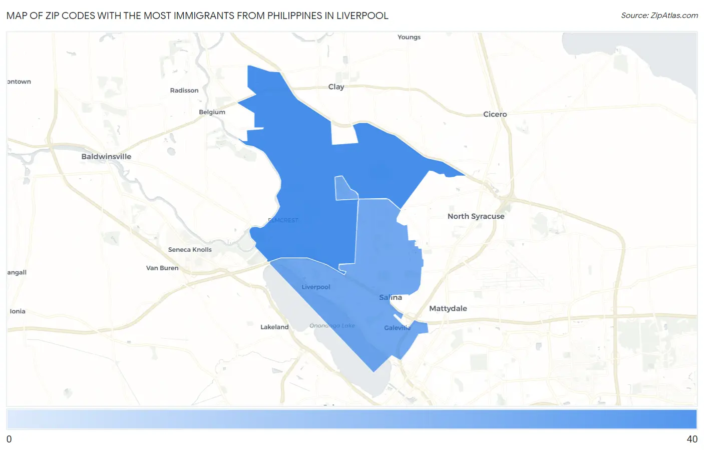Zip Codes with the Most Immigrants from Philippines in Liverpool Map
