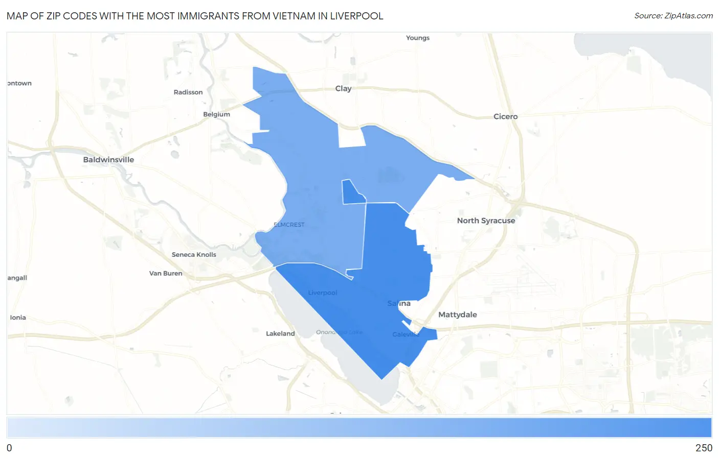 Zip Codes with the Most Immigrants from Vietnam in Liverpool Map