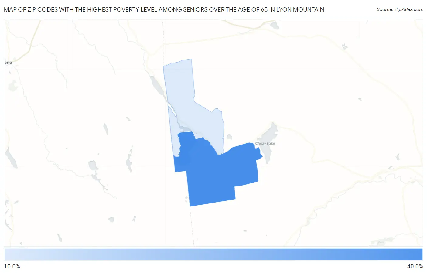 Zip Codes with the Highest Poverty Level Among Seniors Over the Age of 65 in Lyon Mountain Map