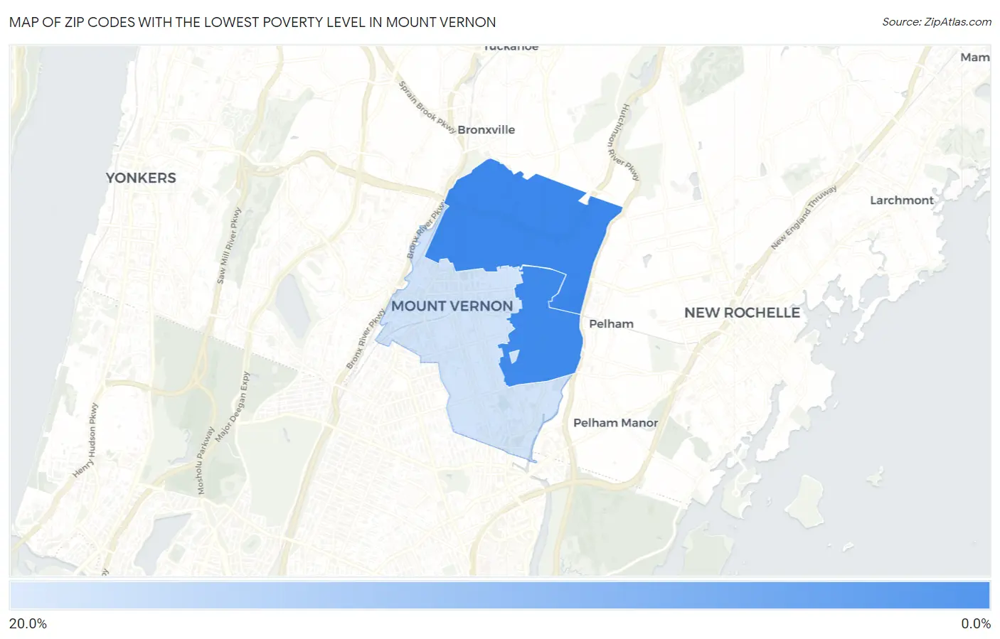 Zip Codes with the Lowest Poverty Level in Mount Vernon Map