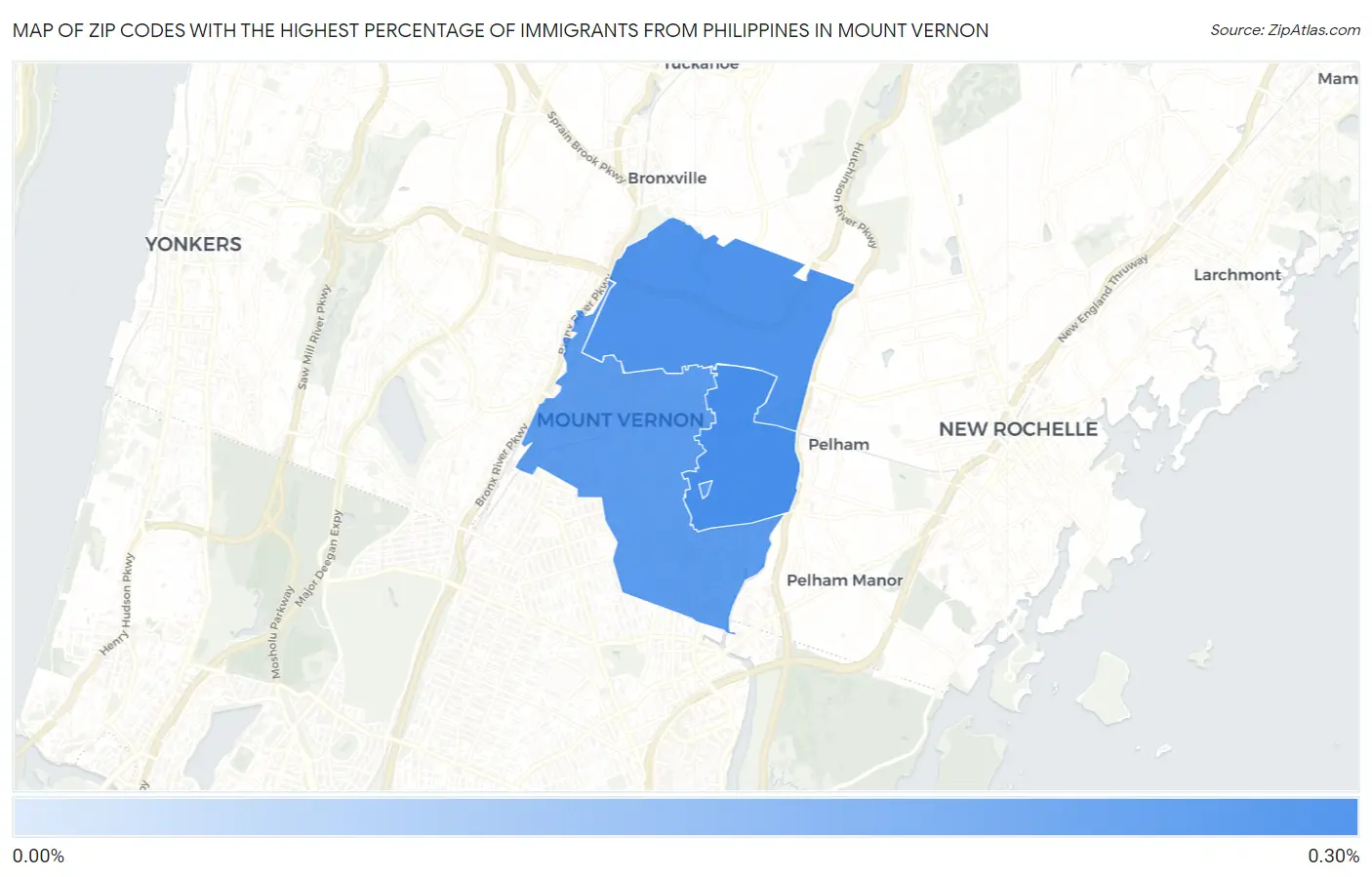 Zip Codes with the Highest Percentage of Immigrants from Philippines in Mount Vernon Map