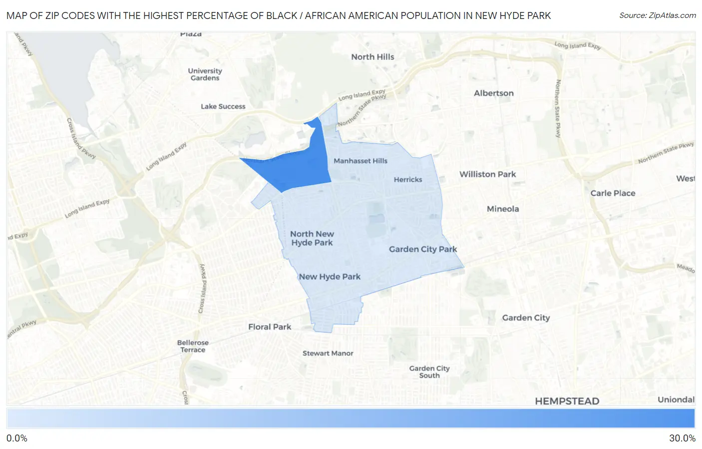 Zip Codes with the Highest Percentage of Black / African American Population in New Hyde Park Map