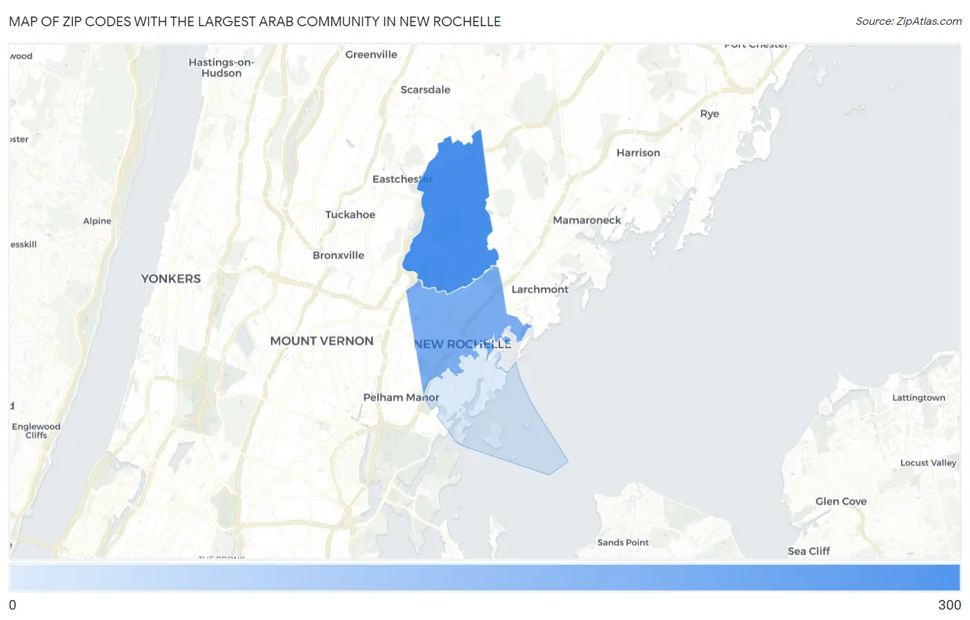 Zip Codes with the Largest Arab Community in New Rochelle Map