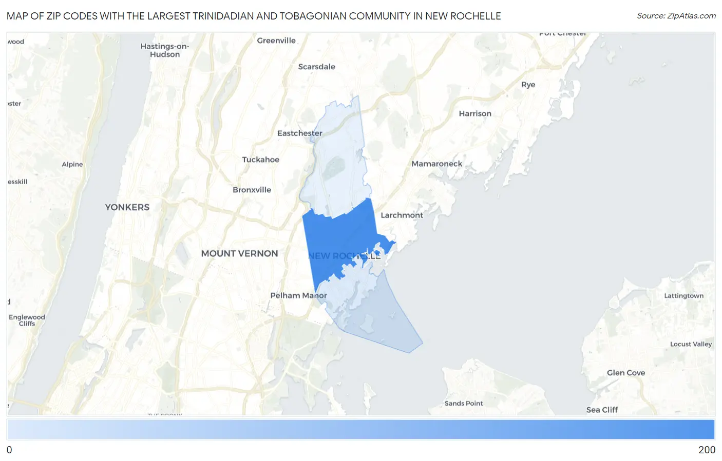 Zip Codes with the Largest Trinidadian and Tobagonian Community in New Rochelle Map