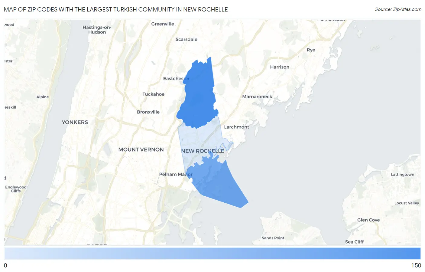 Zip Codes with the Largest Turkish Community in New Rochelle Map