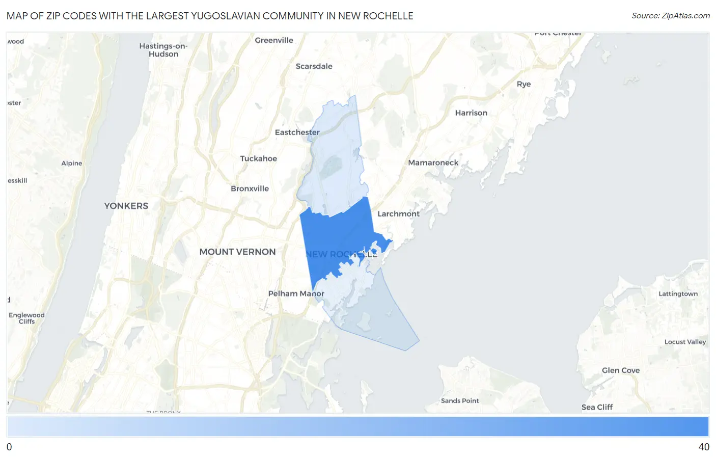 Zip Codes with the Largest Yugoslavian Community in New Rochelle Map