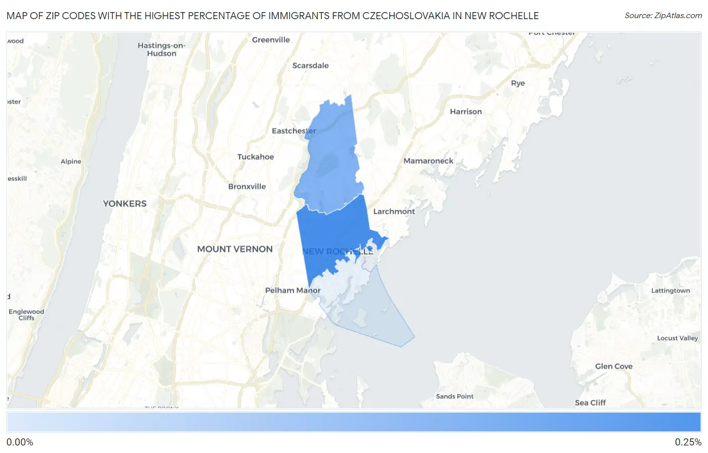 Zip Codes with the Highest Percentage of Immigrants from Czechoslovakia in New Rochelle Map