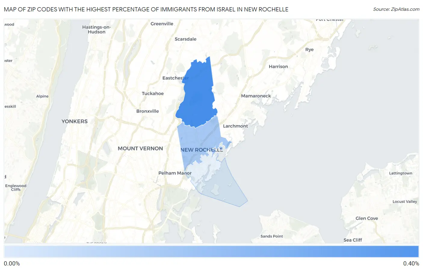 Zip Codes with the Highest Percentage of Immigrants from Israel in New Rochelle Map