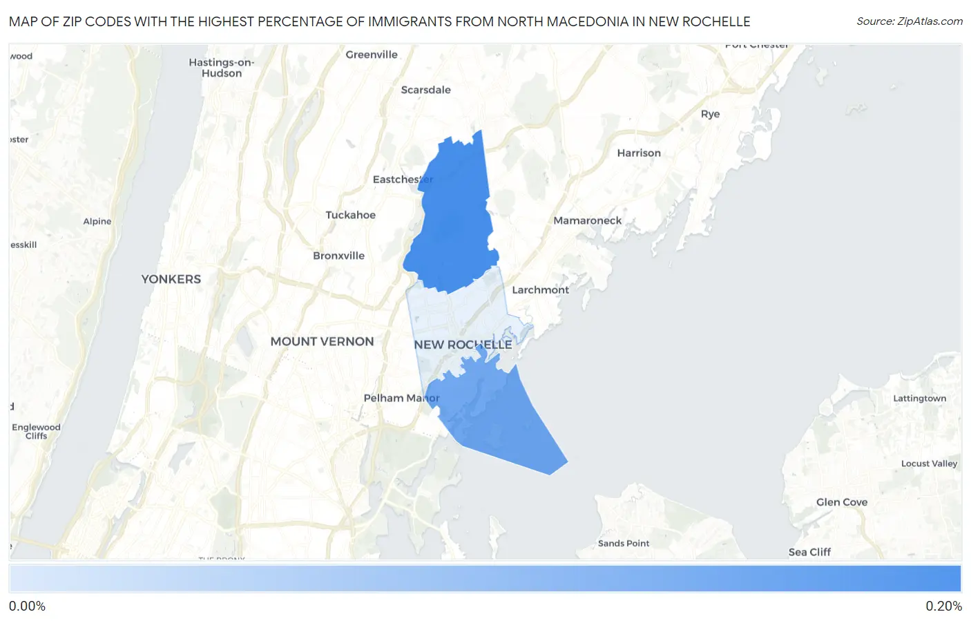 Zip Codes with the Highest Percentage of Immigrants from North Macedonia in New Rochelle Map
