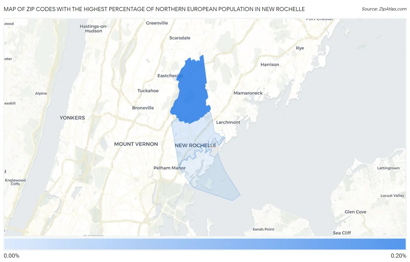 Zip Codes with the Highest Percentage of Northern European Population in New Rochelle Map