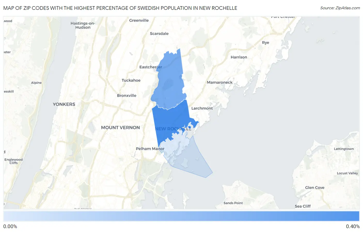 Zip Codes with the Highest Percentage of Swedish Population in New Rochelle Map