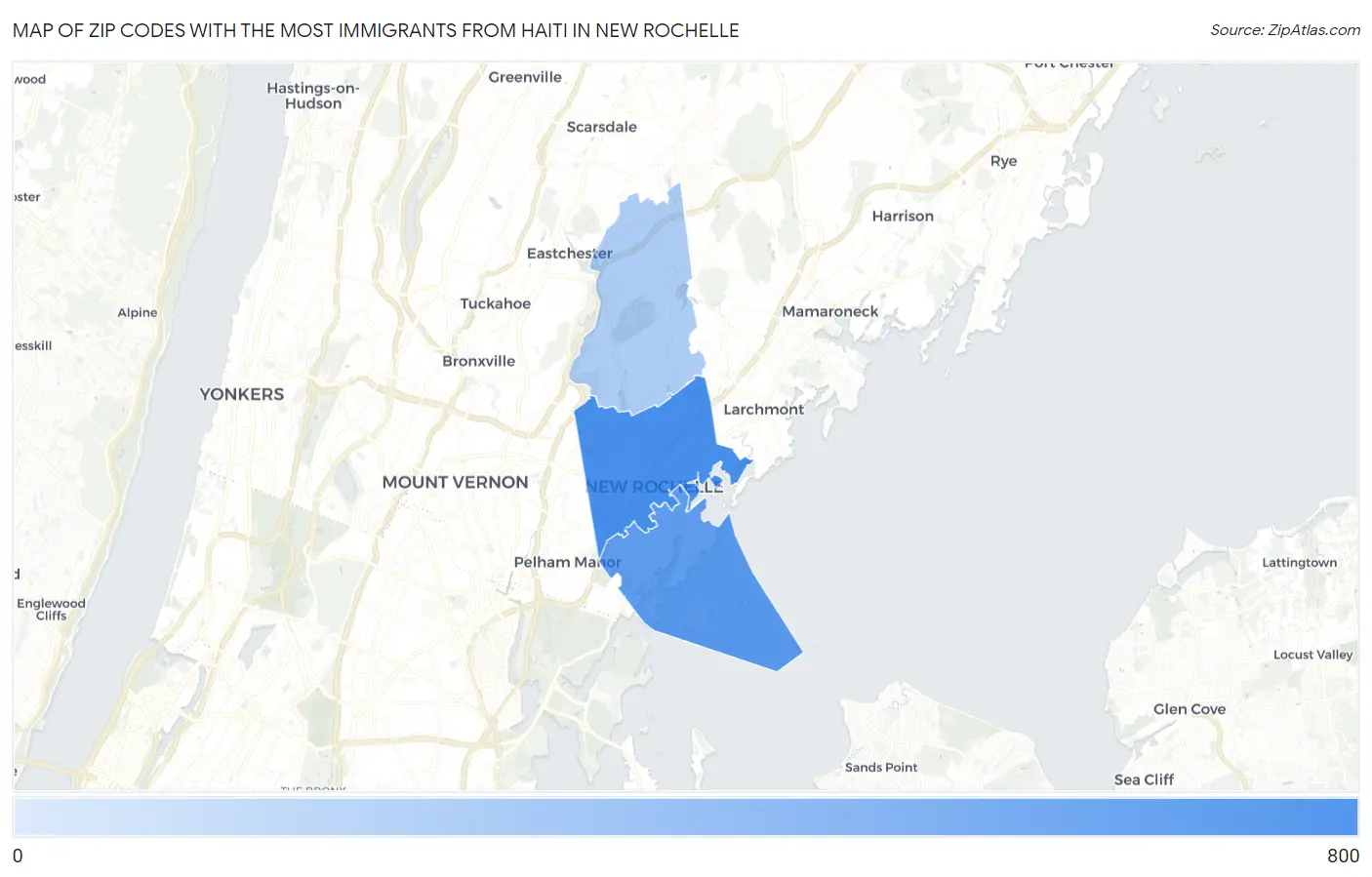 Zip Codes with the Most Immigrants from Haiti in New Rochelle Map