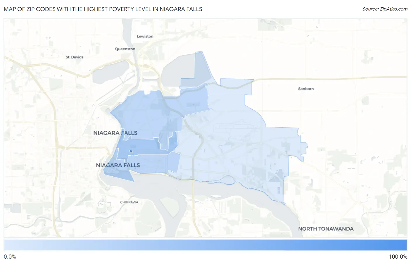 Zip Codes with the Highest Poverty Level in Niagara Falls Map