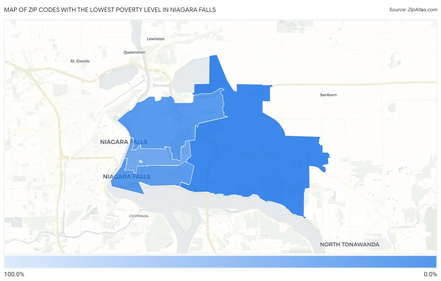 Zip Codes with the Lowest Poverty Level in Niagara Falls Map