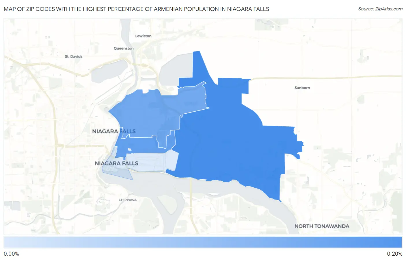 Zip Codes with the Highest Percentage of Armenian Population in Niagara Falls Map