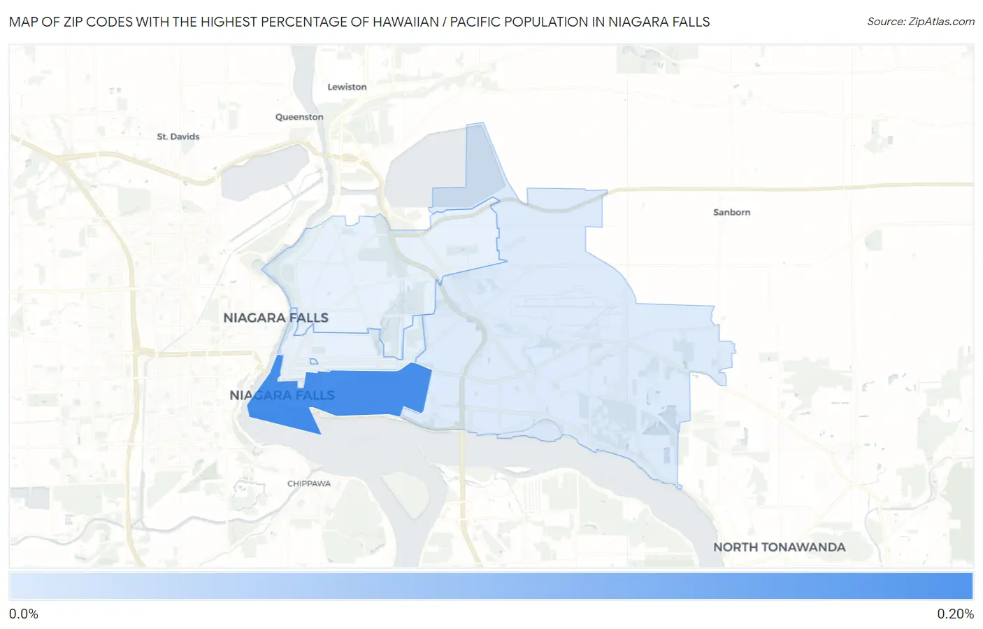 Zip Codes with the Highest Percentage of Hawaiian / Pacific Population in Niagara Falls Map