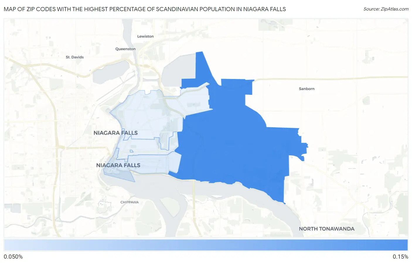 Zip Codes with the Highest Percentage of Scandinavian Population in Niagara Falls Map