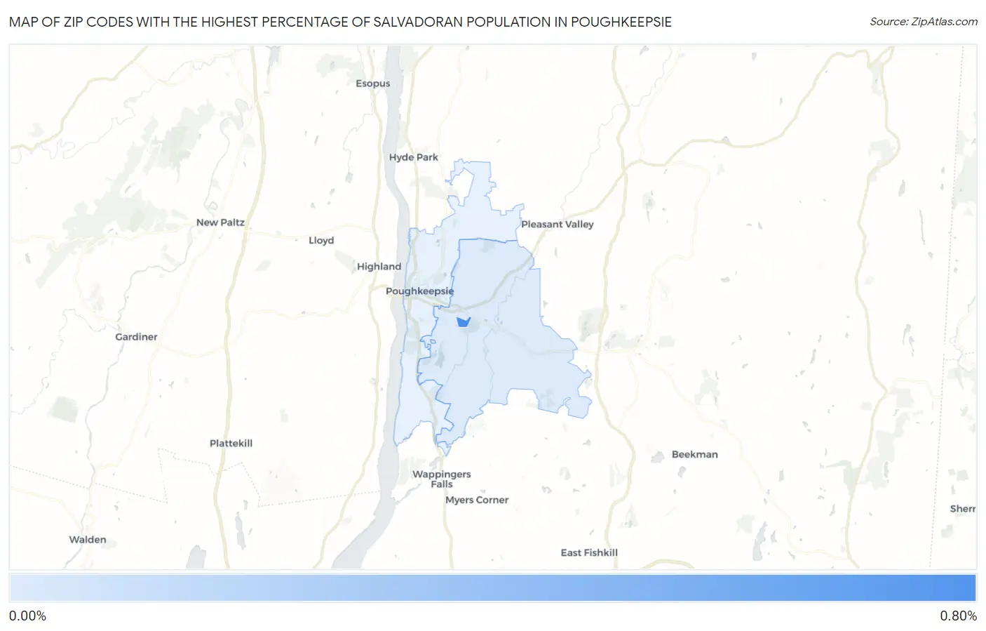 Zip Codes with the Highest Percentage of Salvadoran Population in Poughkeepsie Map