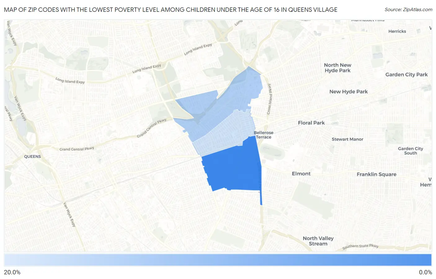 Zip Codes with the Lowest Poverty Level Among Children Under the Age of 16 in Queens Village Map