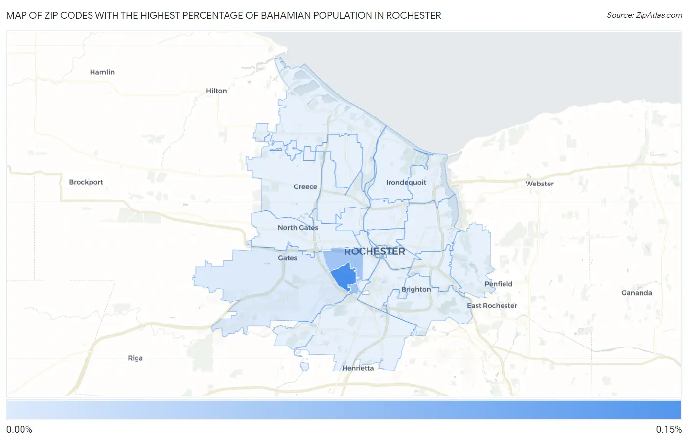 Zip Codes with the Highest Percentage of Bahamian Population in Rochester Map